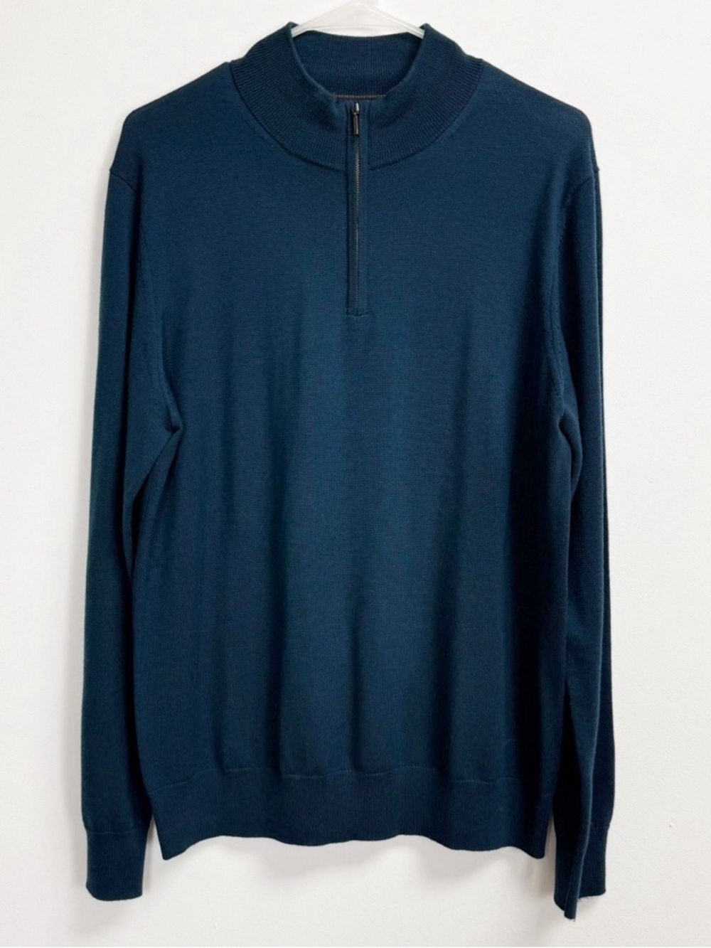 Charles Tyrwhitt Pure Merino Wool Quarter Zip Sweater Mens Medium Blue